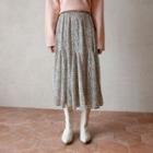 Dotted Long Godet Skirt Ivory - One Size