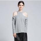 Off Shoulder Cable-knit Sweater