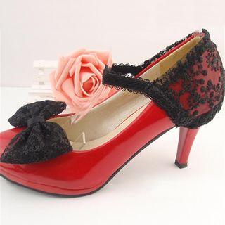 Lace Shoes Strap + Bow Accent