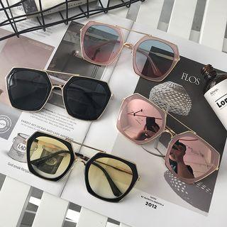 Retro Double-bridge Geometric Sunglasses