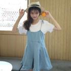 Plain Ruffle Denim Jumpsuit