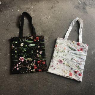 Flower Embroidered Canvas Tote