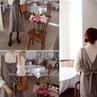 Tie-back Herringbone Jumper Dress Brown - One Size