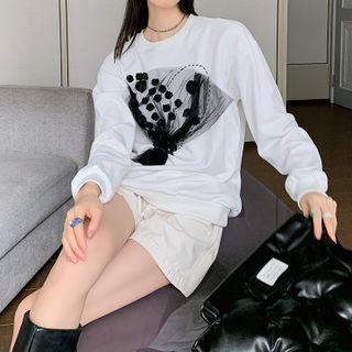 Mesh Panel Sweatshirt White - One Size