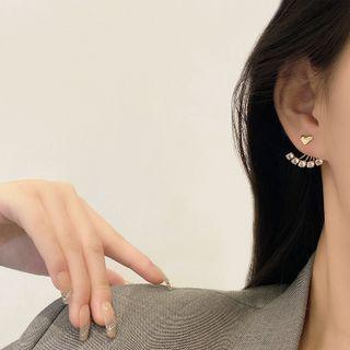 Heart Alloy Rhinestone Swing Earring E4364 - 1 Pair - Gold - One Size