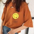 Smiley Cutout Short-sleeve T-shirt