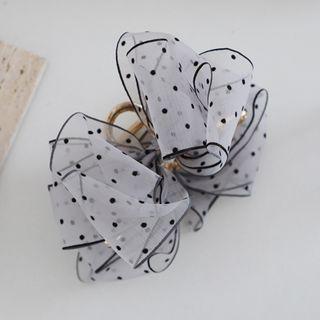 Polka Dot Mesh Hair Clamp 1 Pc - White - One Size