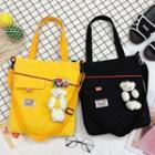 Bear Accent Crossbody Tote Bag