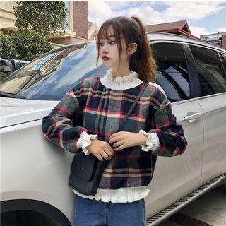 Color Block Plaid Sweatshirt