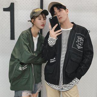 Couple Matching Printed Stitched Zip Jacket