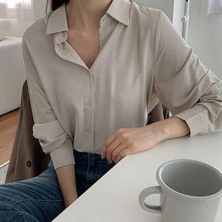 Plus Size Plain Crepe Shirt