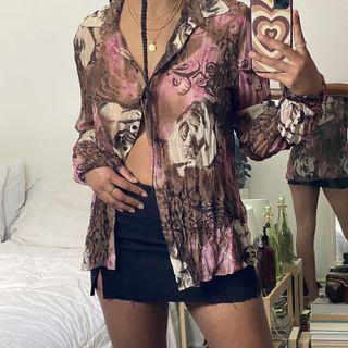 Print Button-through Shirt