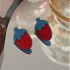 Strawberry Stud Earring 1 Pair - Blue & Red - One Size