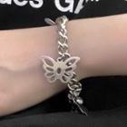 Butterfly Charm Bracelet 0513a - Silver - One Size
