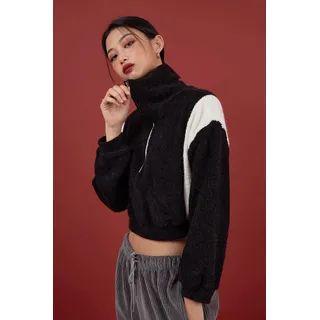 Contrast-trim Cropped Terry Sweatshirt