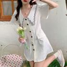 Short-sleeve Collared Button-up Dress