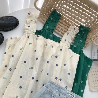Flower Cropped Suspender Top