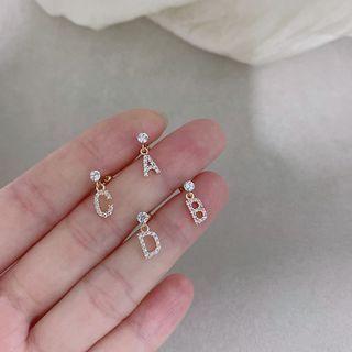 Alphabet Rhinestone Stainless Steel Dangle Earring (various Designs)