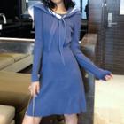 Knit Sailor Collared Long-sleeve A-line Dress