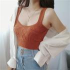 Wide-strap Cropped Cable Knit Top