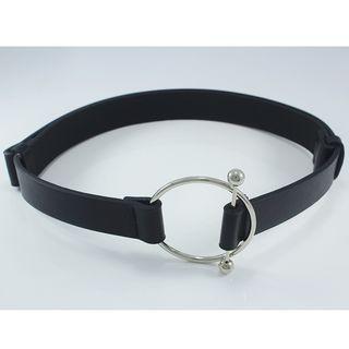 Hoop & Bar Faux Leather Belt Black - One Size