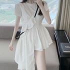 Asymmetric Ruffle Hem Short-sleeve Mini Dress