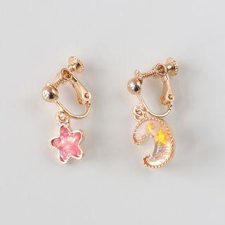 Asymmetric Moon & Star Earrings