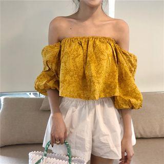 Elbow-sleeve Off Shoulder Top / Wide-leg Shorts