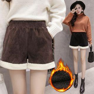 Fleece Hem Corduroy Shorts