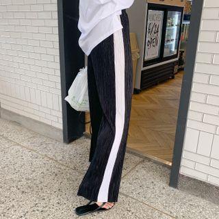 Piped Crystal-pleat Pants