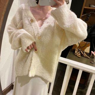 Faux Fur Plain Cardigan