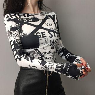 Printed Letter Long-sleeve Top
