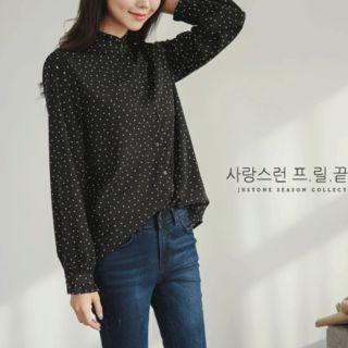 Frill-detail Polka-dot Chiffon Blouse