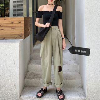 Cold Shoulder Crop Top / Wide Leg Pants
