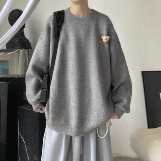 Long-sleeve Bear Accent Knit Top
