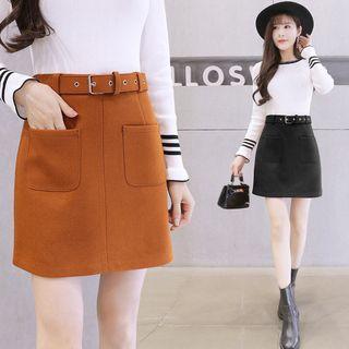 Plain Pocket A-line Skirt