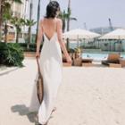 Spaghetti Strap V-neck A-line Maxi Dress