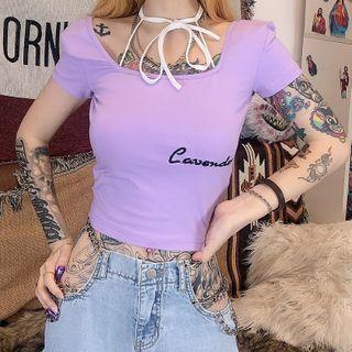 Short-sleeve Halter-neck T-shirt