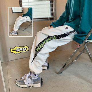 Print Panel Zip-side Sweatpants