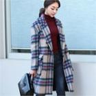 Double-breasted Wool Blend Plaid Coat