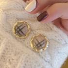 Plaid Stud Earring 1 Pair - Gold - One Size