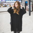 Hooded Boxy-fit Long Knit Top