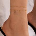 Set Of 2: Star Charm Anklet 21576 - Gold - One Size