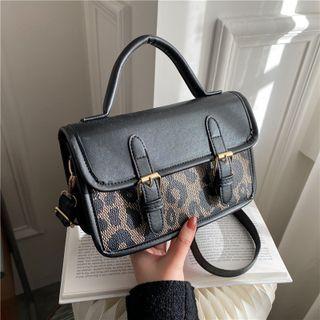 Top Handle Leopard Print Crossbody Bag