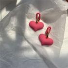 Heart Drop Earring 925 Silver - Earrings - Rose Pink - One Size