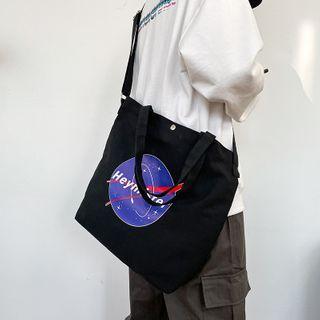Lettering Print Crossbody Tote Bag