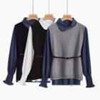 Set: Asymmetric Blouse + Knit Vest