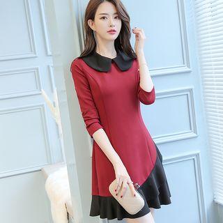 Patchwork Peter Pan-collar A-line Dress