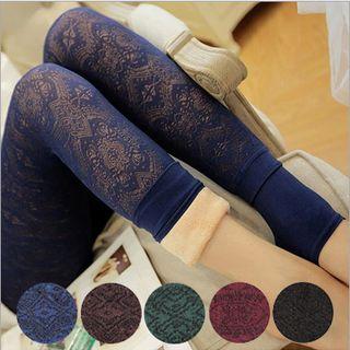Fleece Lined Lace Print Leggings