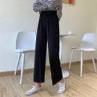 Cropped Plain Drawstring Sweatpants Black - One Size